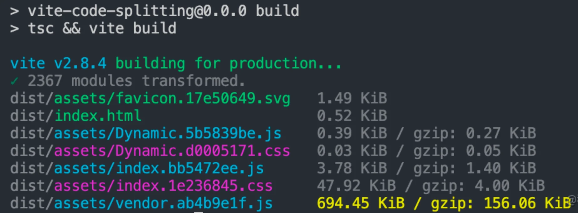 default code splitting